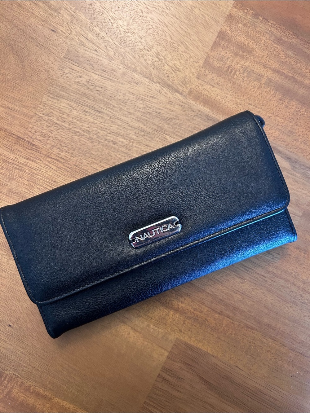 Nautica Black Leather Trifold Wallet